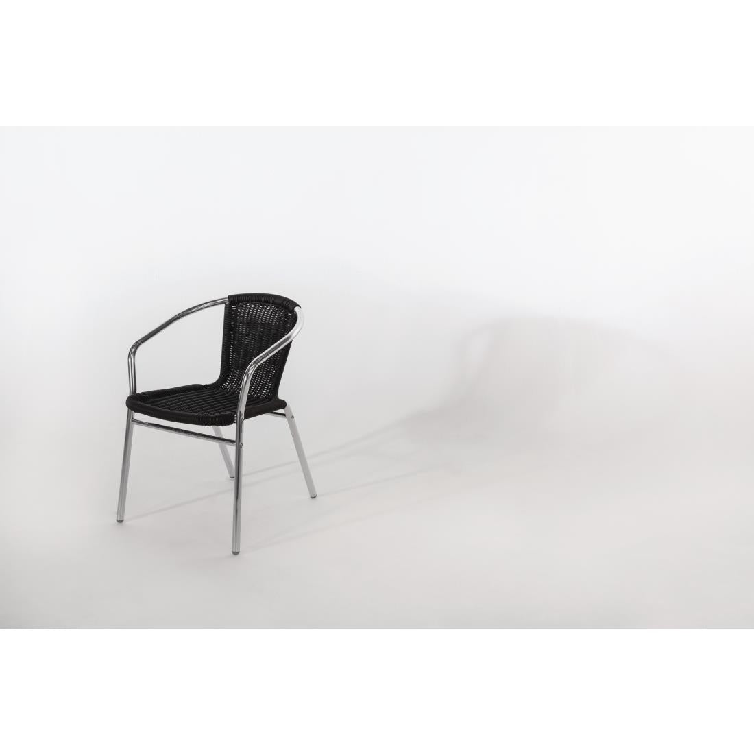 Bolero Black Wicker Chair with Aluminium Frame (4 Pack) • PAS-U507