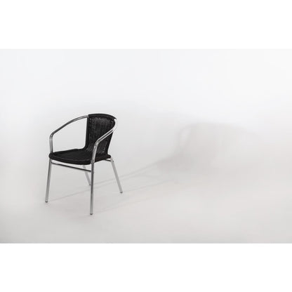 Bolero Black Wicker Chair with Aluminium Frame (4 Pack) • PAS-U507