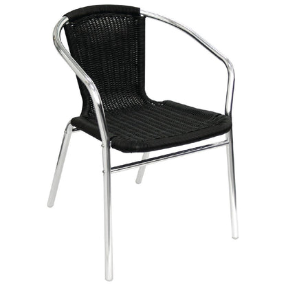 Bolero Black Wicker Chair with Aluminium Frame (4 Pack) • PAS-U507