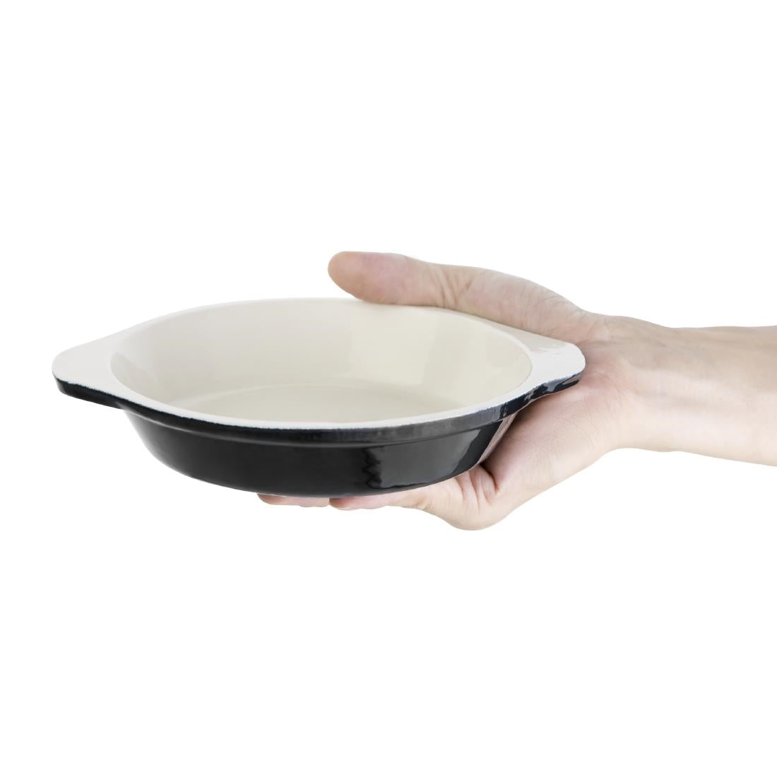 Vogue Black Round Cast Iron Gratin Dish 400ml • PAS-U561