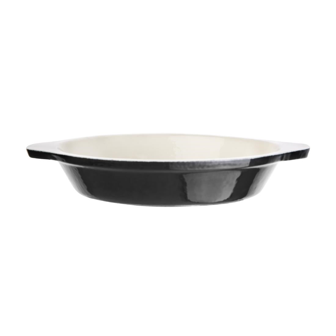 Vogue Black Round Cast Iron Gratin Dish 750ml • PAS-U562