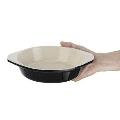 Vogue Black Round Cast Iron Gratin Dish 750ml • PAS-U562