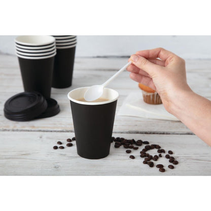 Fiesta Recyclable Takeaway Coffee Cups Single Wall Black 340ml (Pack of 50) • PAS-GF043