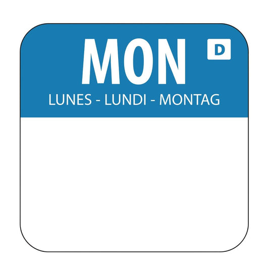 Hygiplas Dissolvable Food Rotation Labels Monday (1000 Pack) (Monday. Pack quantity: 1000) • PAS-U777