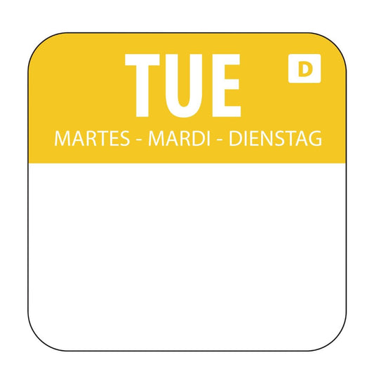 Hygiplas Dissolvable Food Rotation Labels Tuesday (1000 Pack) (Tuesday. Pack quantity: 1000) • PAS-U778