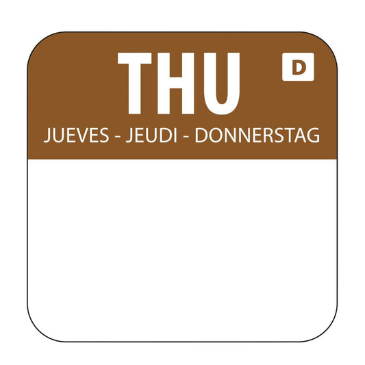Hygiplas Dissolvable Food Rotation Labels Thursday (1000 Pack) (Thursday. Pack quantity: 1000) • PAS-U780
