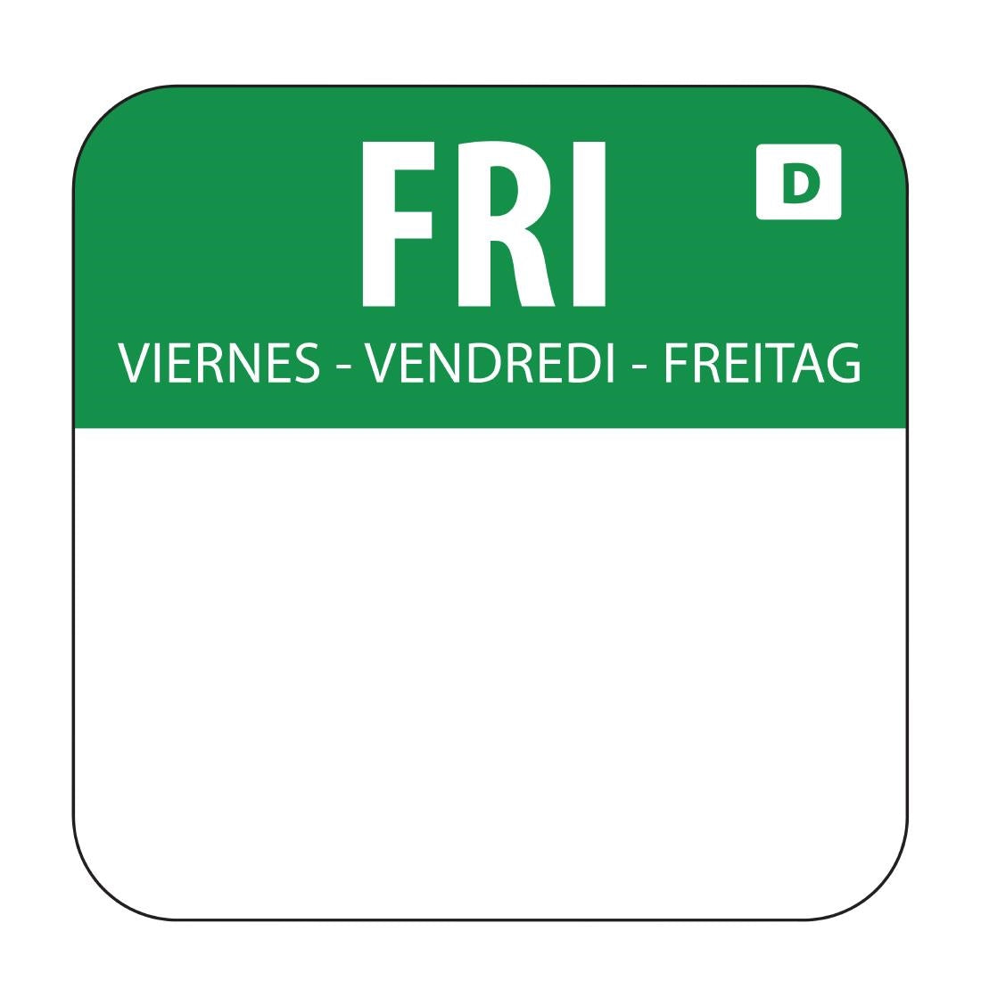 Hygiplas Dissolvable Food Rotation Labels Friday (1000 Pack) (Friday. Pack quantity: 1000) • PAS-U781