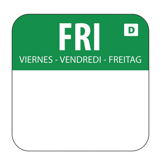 Hygiplas Dissolvable Food Rotation Labels Friday (1000 Pack) (Friday. Pack quantity: 1000) • PAS-U781