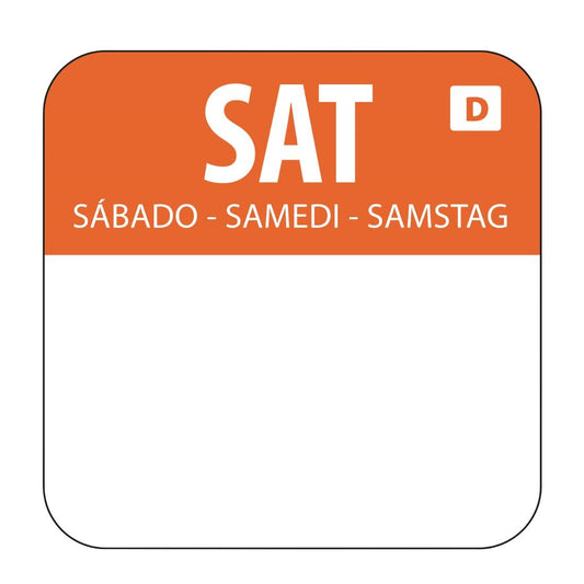 Hygiplas Dissolvable Food Rotation Labels Saturday (1000 Pack) (Saturday. Pack quantity: 1000) • PAS-U782