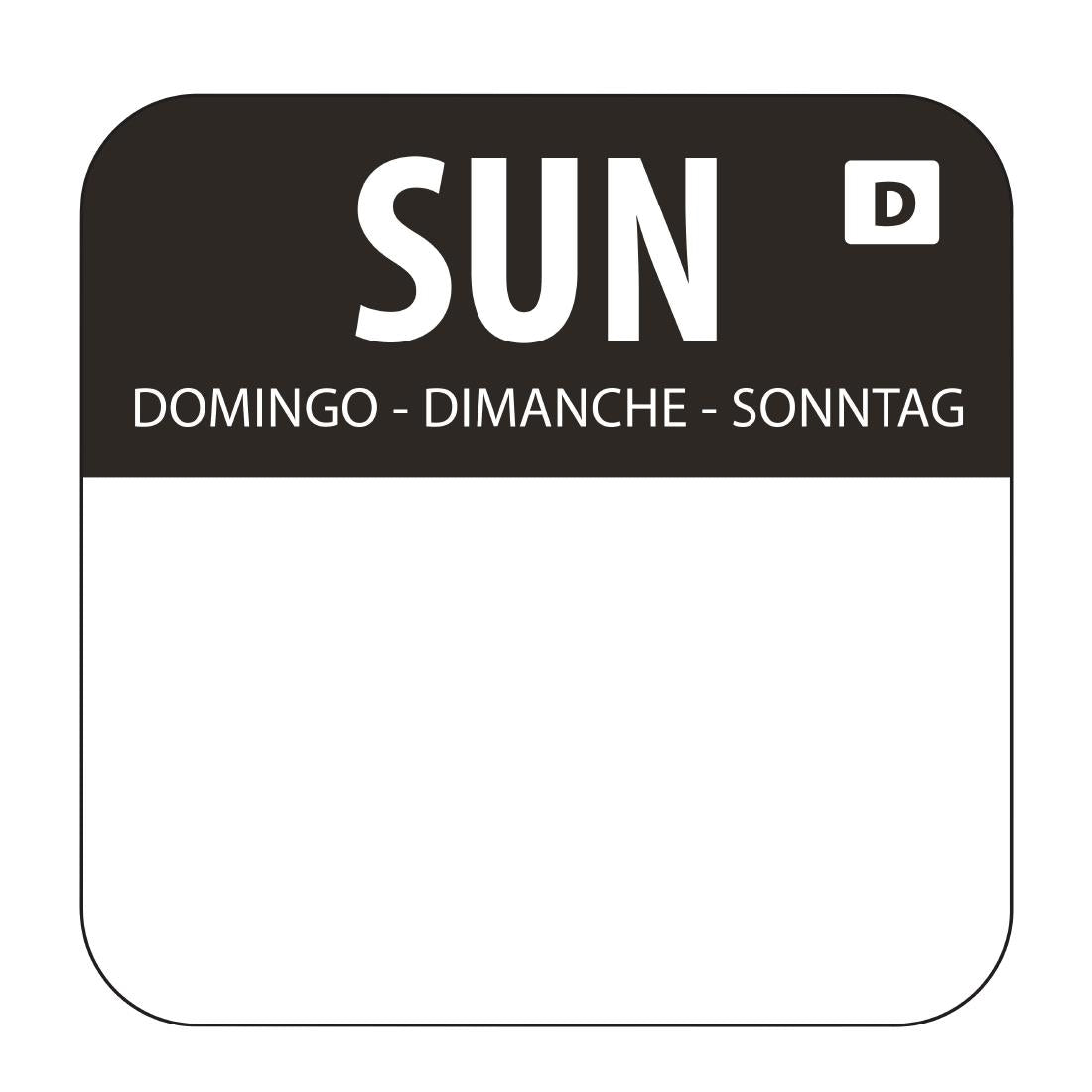 Hygiplas Dissolvable Food Rotation Labels Sunday (1000 Pack) (Sunday. Pack quantity: 1000) • PAS-U783