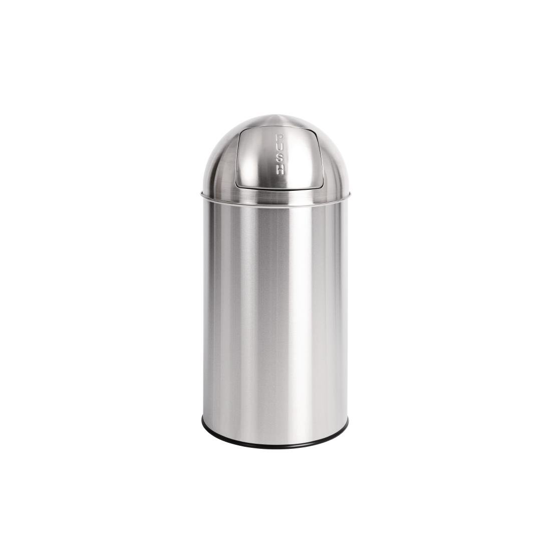 Bolero Stainless Steel Push Top Bullet Bin Silver 40Ltr • PAS-U803