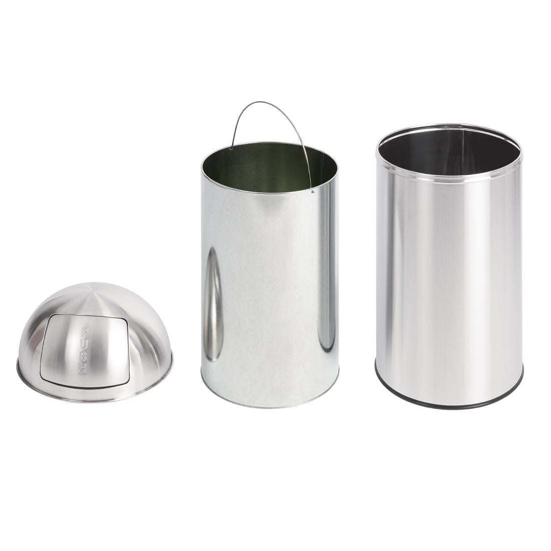 Bolero Stainless Steel Push Top Bullet Bin Silver 40Ltr • PAS-U803