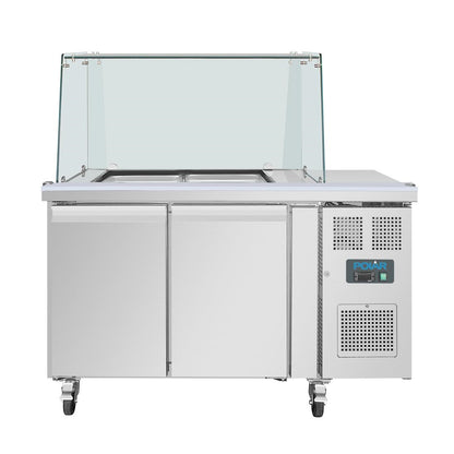 Polar U-Series GN Saladette Counter with Square Sneeze Guard 2 Door • PAS-UA017-A