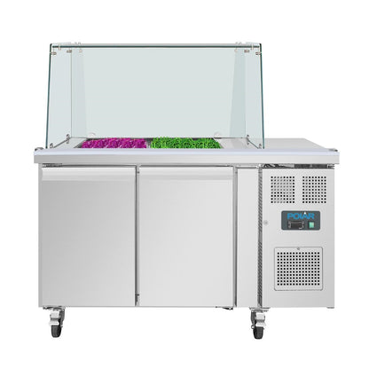 Polar U-Series GN Saladette Counter with Square Sneeze Guard 2 Door • PAS-UA017-A