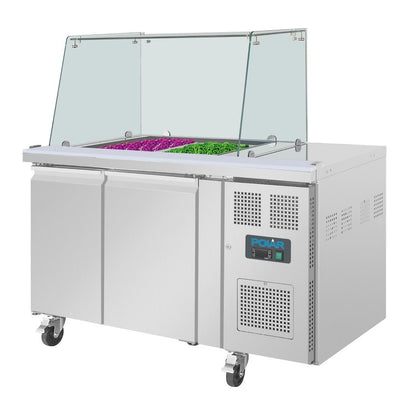 Polar U-Series GN Saladette Counter with Square Sneeze Guard 2 Door • PAS-UA017-A