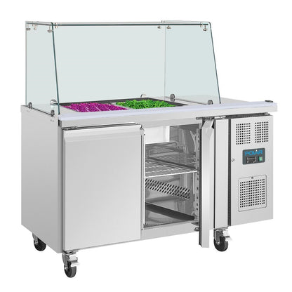 Polar U-Series GN Saladette Counter with Square Sneeze Guard 2 Door • PAS-UA017-A