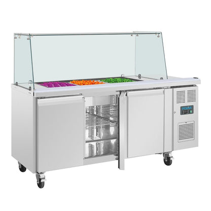 Polar U-Series GN Saladette Counter with Square Sneeze Guard 3 Door • PAS-UA018-A