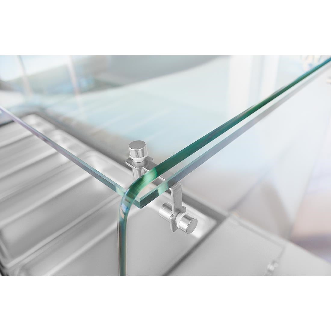 Polar U-Series GN Saladette Counter with Square Sneeze Guard 4 Door • PAS-UA019-A