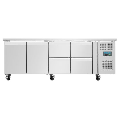 Polar U-Series Double Door and 4 Drawer Counter Fridge 476Ltr • PAS-UA021-A