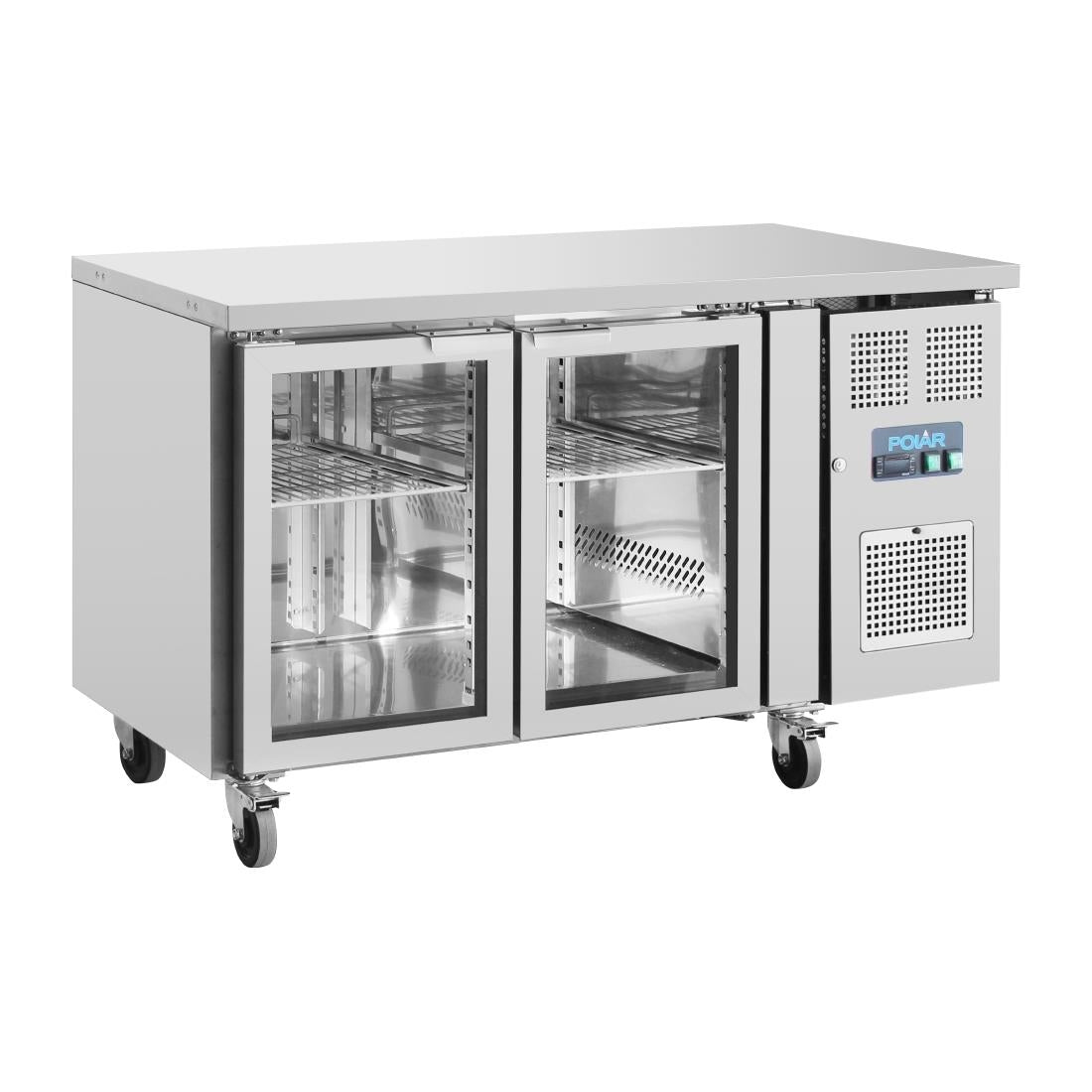 Polar U-Series 2 Door Counter Fridge with Glass Doors 205Ltr • PAS-UA023-A