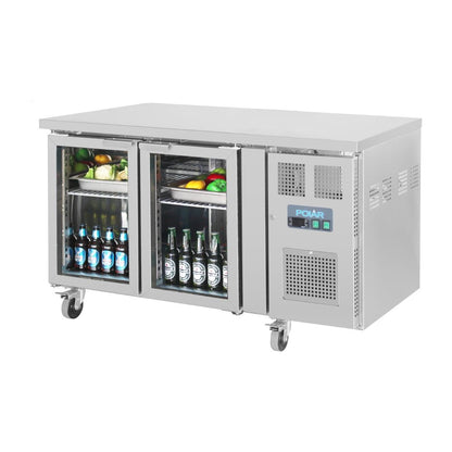 Polar U-Series 2 Door Counter Fridge with Glass Doors 205Ltr • PAS-UA023-A