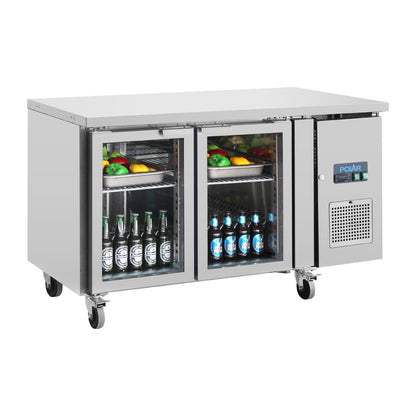 Polar U-Series 2 Door Counter Fridge with Glass Doors 205Ltr • PAS-UA023-A