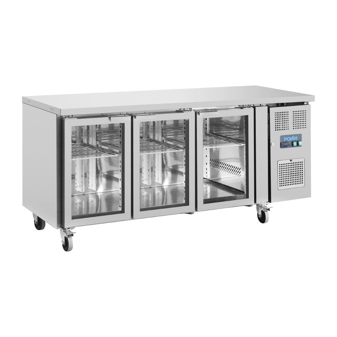 Polar U-Series 3 Door Counter Fridge with Glass Doors 358Ltr • PAS-UA024-A