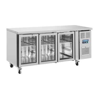 Polar U-Series 3 Door Counter Fridge with Glass Doors 358Ltr • PAS-UA024-A