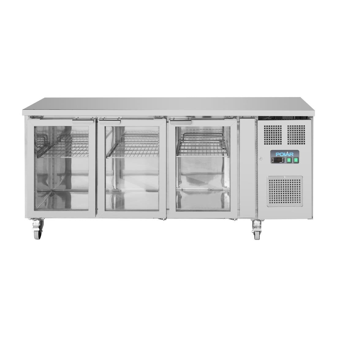 Polar U-Series 3 Door Counter Fridge with Glass Doors • PAS-UA024-A