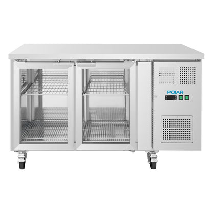 Polar U-Series Two Door Counter Fridge with Glass Doors • PAS-UA068-A