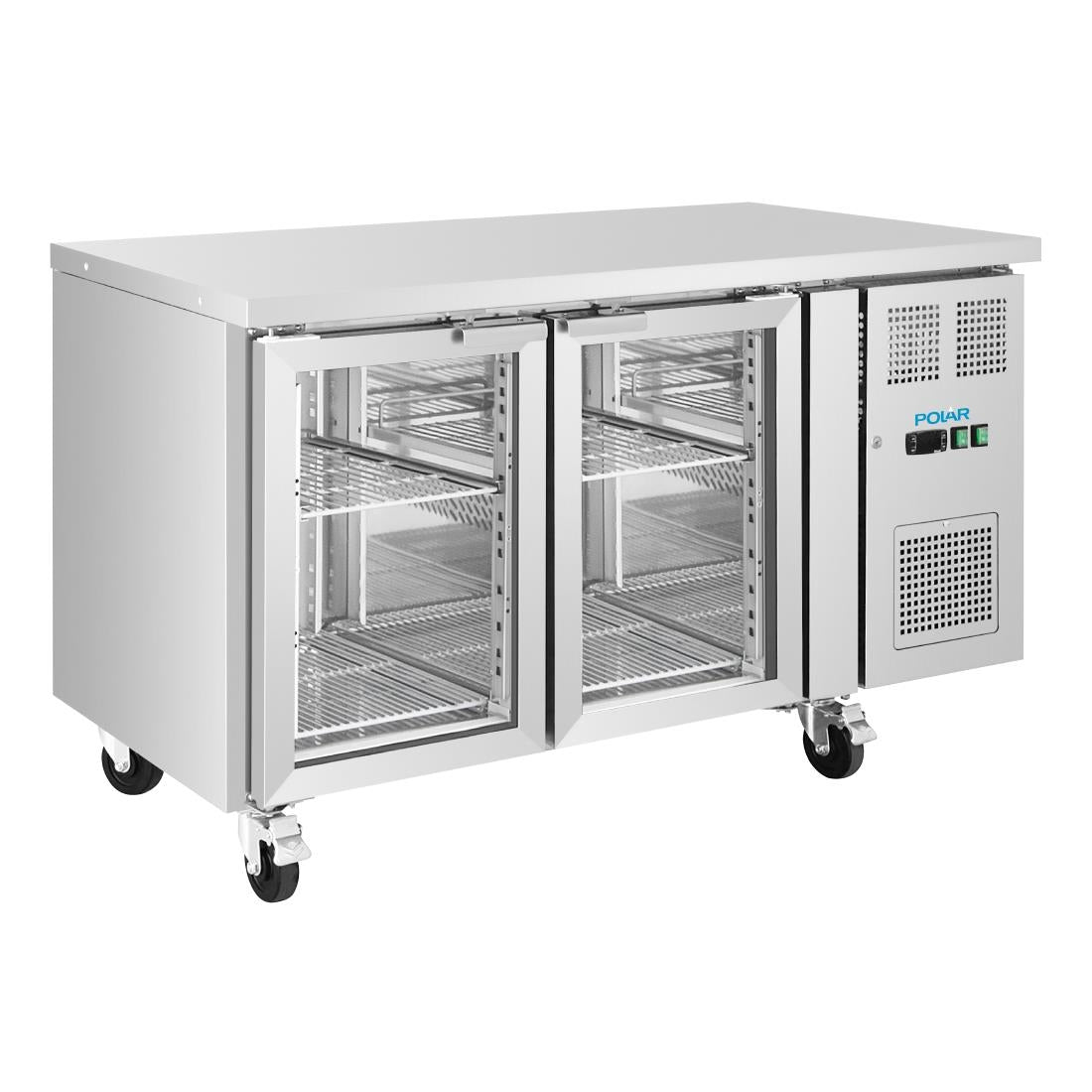 Polar U-Series Two Door Counter Fridge with Glass Doors • PAS-UA068-A