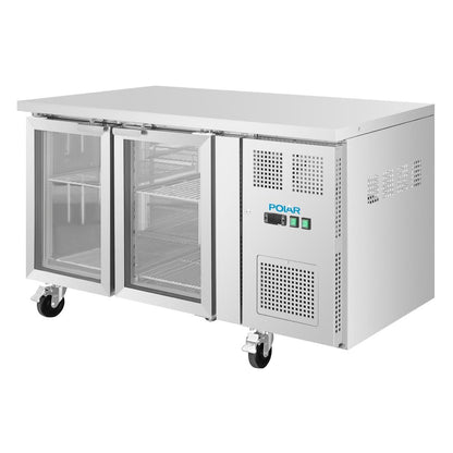 Polar U-Series Two Door Counter Fridge with Glass Doors • PAS-UA068-A