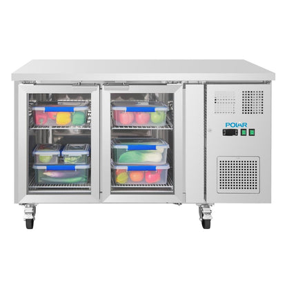 Polar U-Series Two Door Counter Fridge with Glass Doors • PAS-UA068-A