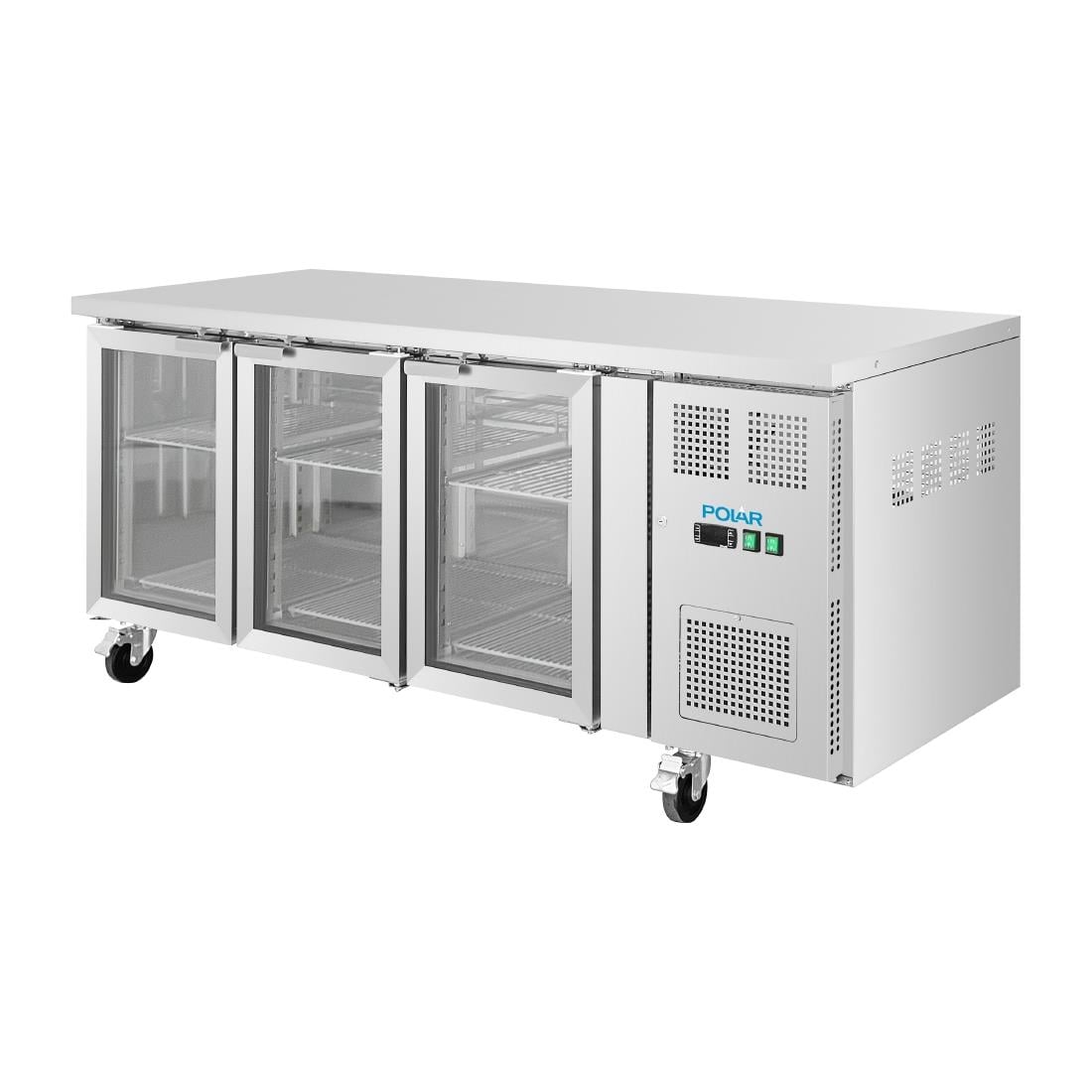 Polar U-Series Three Door Counter Fridge with Glass Doors 465Ltr • PAS-UA069-A