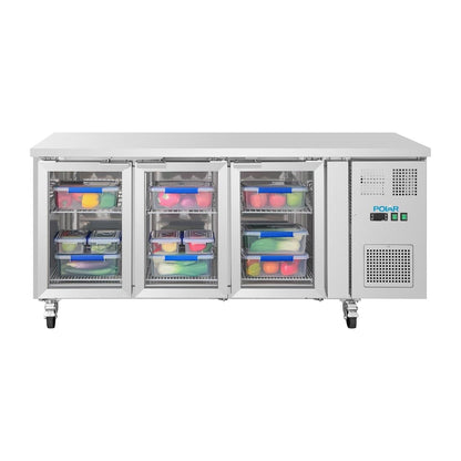 Polar U-Series Three Door Counter Fridge with Glass Doors 465Ltr • PAS-UA069-A