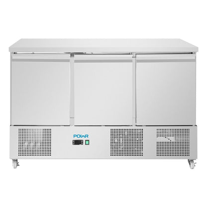 Polar U-Series Ventilated Three Door Counter Fridge • PAS-UA090-A