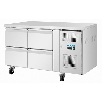 Polar U-Series Four Drawer Gastronorm Counter Fridge (Usable capacity: 105Ltr. 300W. Fits up to 4x1/1GN size trays) • PAS-UA100-A