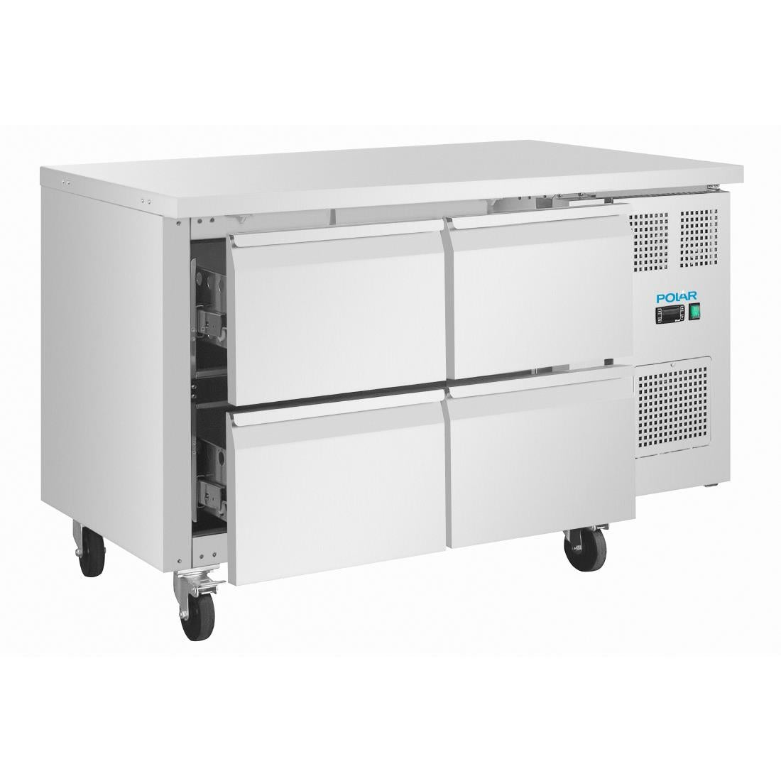 Polar U-Series Four Drawer Gastronorm Counter Fridge (Usable capacity: 105Ltr. 300W. Fits up to 4x1/1GN size trays) • PAS-UA100-A