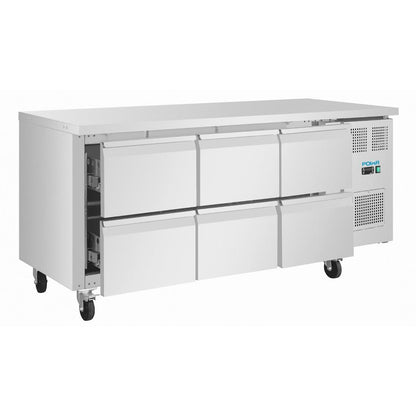 Polar U-Series Six Drawer Gastronorm Counter Fridge • PAS-UA101-A
