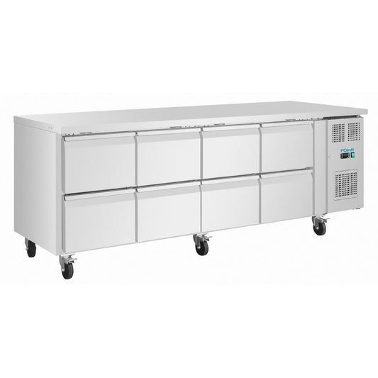 Polar U-Series Eight Drawer Gastronorm Counter Fridge (Capacity: 8x1/1GN. 300W. Eight drawers) • PAS-UA102-A