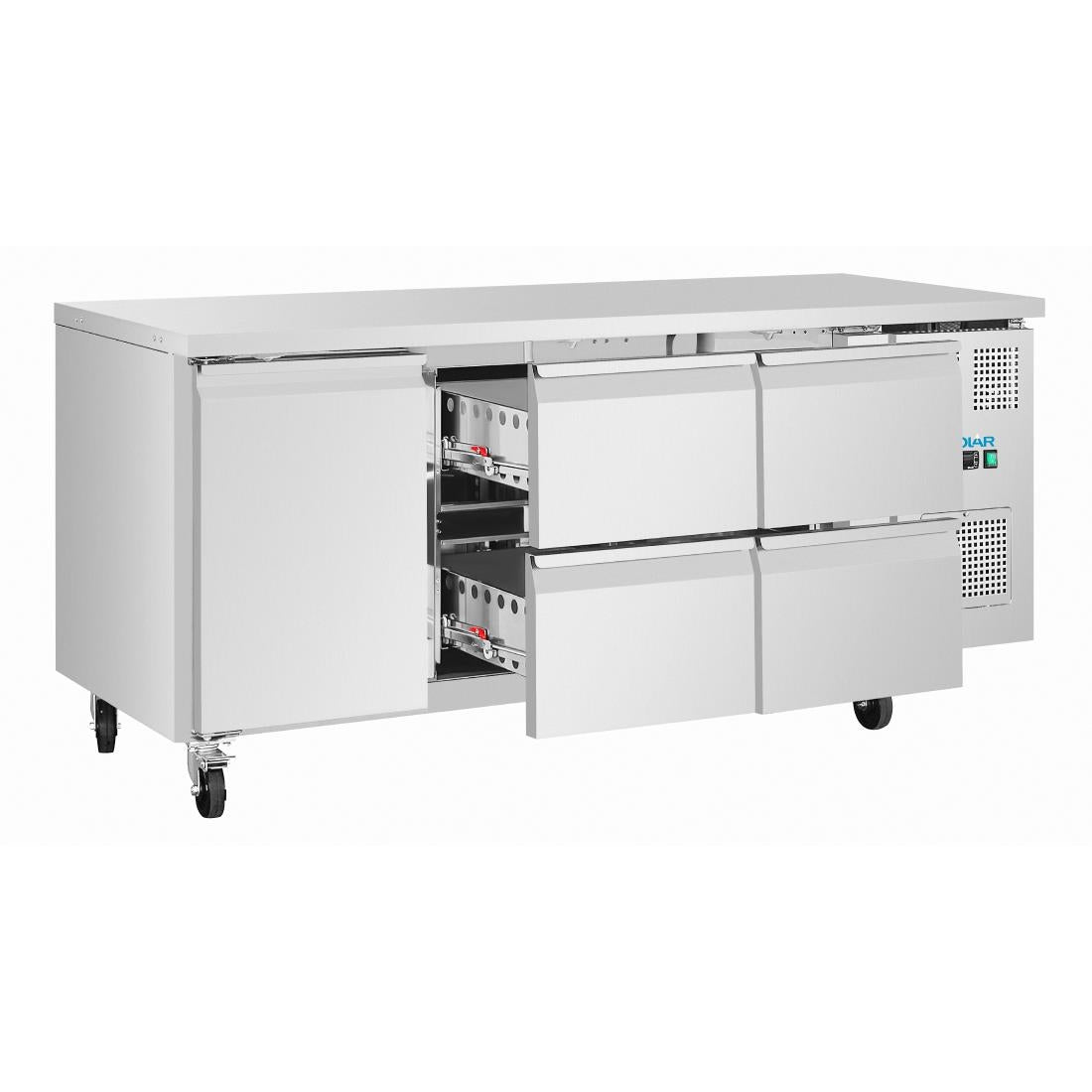 Polar U-Series Counter Fridge Four Drawers and One Door • PAS-UA103-A
