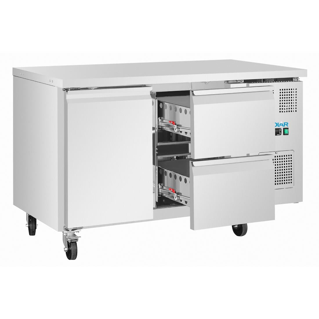 Polar U-Series One Door and Two Drawer Counter Fridge • PAS-UA108-A