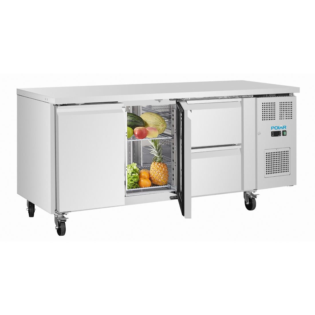 Polar U-Series Two Door & Two Drawer Counter Fridge 242Ltr • PAS-UA109-A