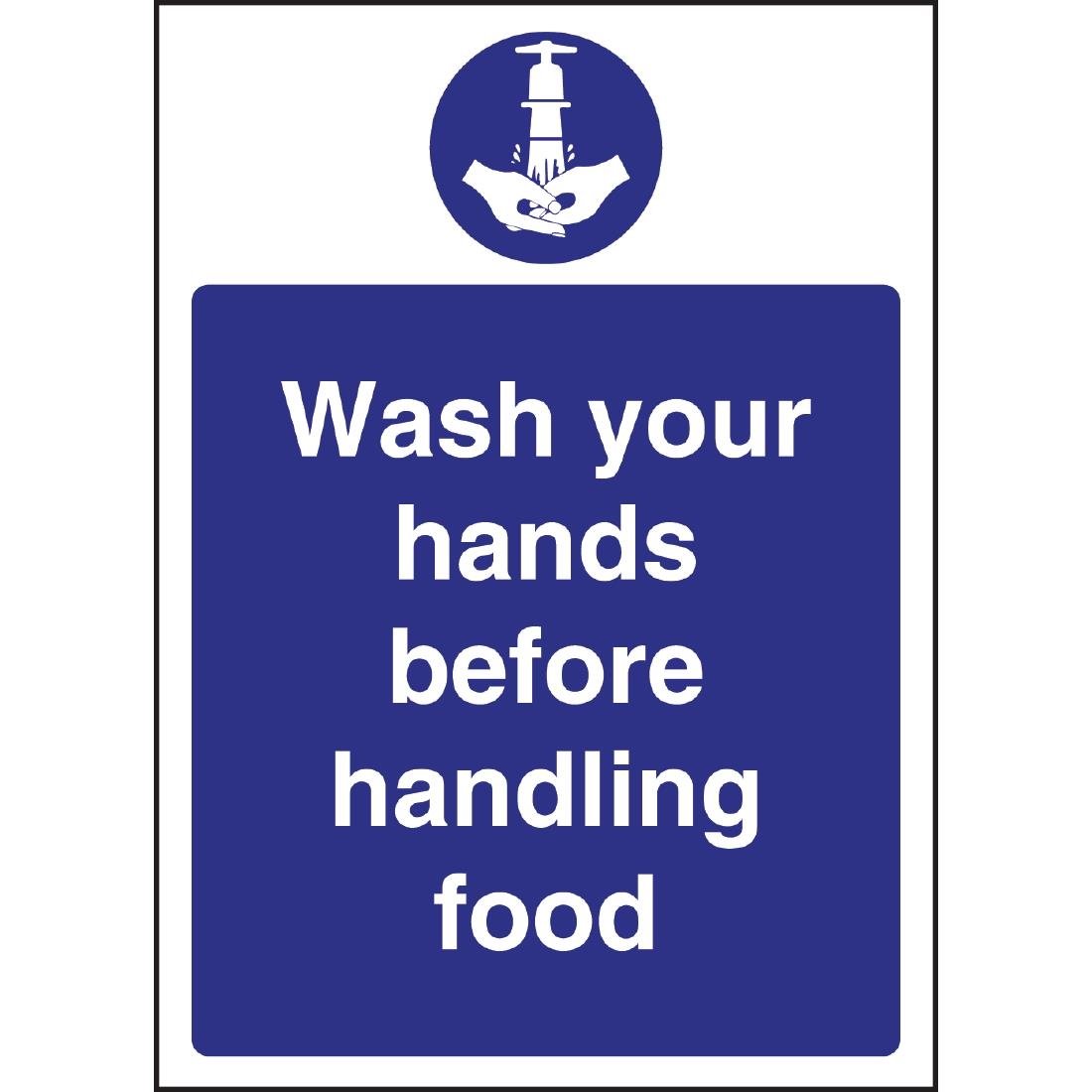 Vogue Wash Hands Before Handling Food Sign • PAS-W110