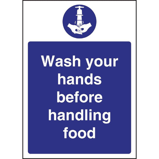 Vogue Wash Hands Before Handling Food Sign • PAS-W110