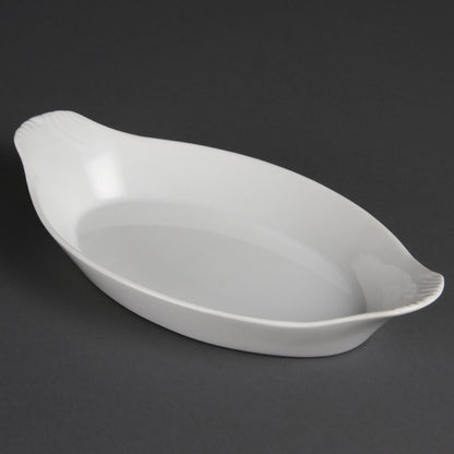 Olympia Whiteware Oval Eared Dish - 600ml 20.2fl oz (6 Pack) (Size: 53(H) x 289(W) x 166(D)mm. Pack Quantity: 6) • PAS-W411