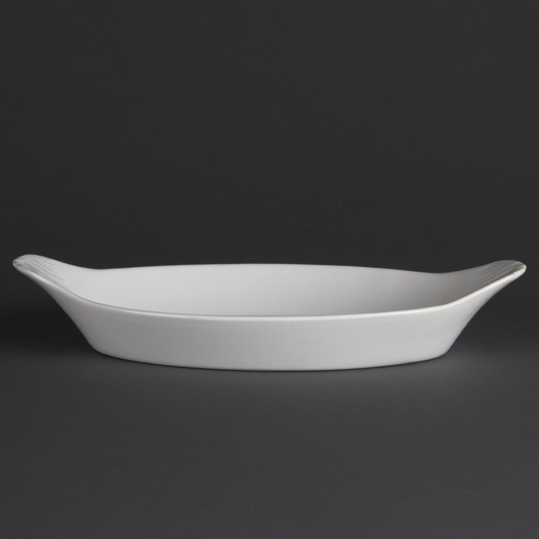 Olympia Whiteware Oval Eared Dish - 600ml 20.2fl oz (6 Pack) (Size: 53(H) x 289(W) x 166(D)mm. Pack Quantity: 6) • PAS-W411