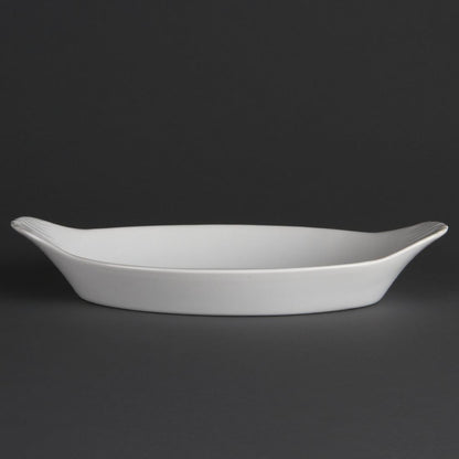 Olympia Whiteware Oval Eared Dish - 600ml 20.2fl oz (6 Pack) (Size: 53(H) x 289(W) x 166(D)mm. Pack Quantity: 6) • PAS-W411