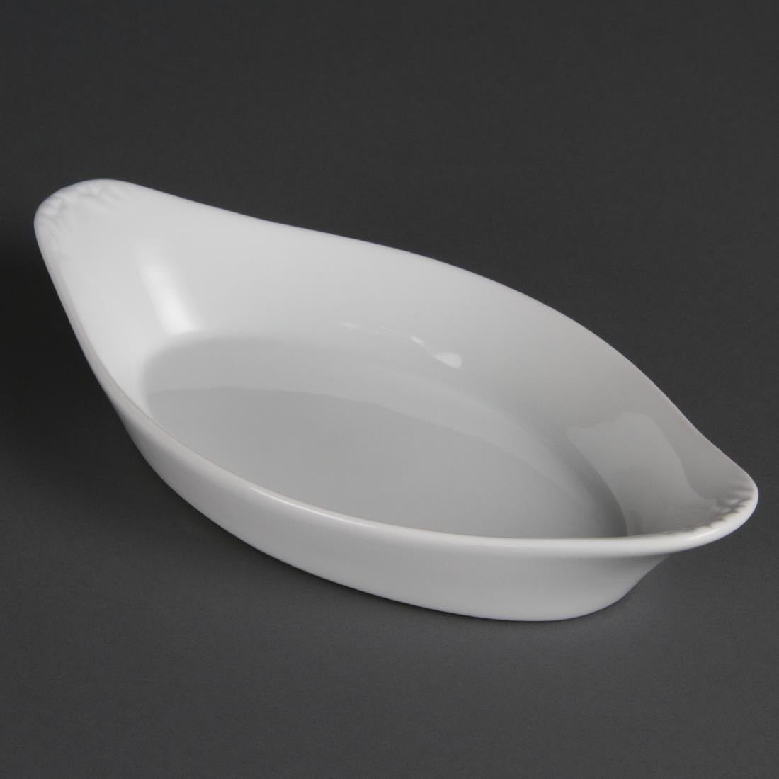 Olympia Whiteware Oval Eared Dish - 400ml 13.5fl oz (6 Pack) • PAS-W440