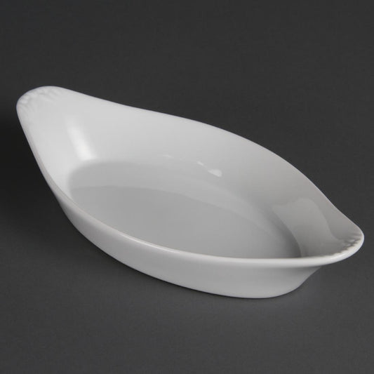 Olympia Whiteware Oval Eared Dish - 400ml 13.5fl oz (6 Pack) • PAS-W440